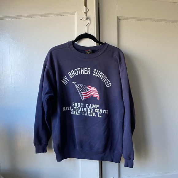 VINTAGE SOFFE Navy crew neck sweatshirt - Picture 1 of 5